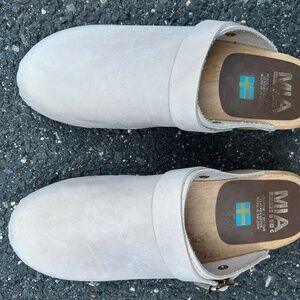 Light Beige Suede Slip-On Clogs